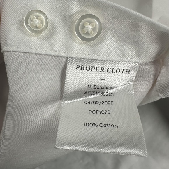 Proper Cloth Lot Of 2 Shirts Mens 17.5 White Short Sleeve Button Down Cotton - Picture 9 of 16